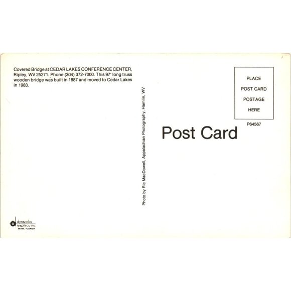 Cedar Lakes Conference Center Covered Postcard Ripley West Virginia Travel Souve - Picture 2 of 2